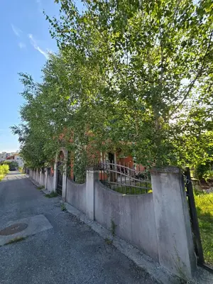 a fence with trees on the side of a road at Apartman Knez 1 in Podgorica