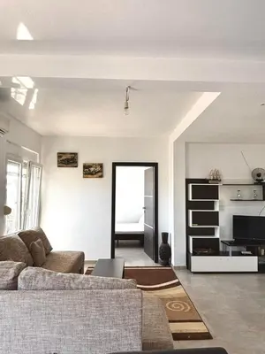 a living room with a couch and a television at Lotus in Donji Štoj