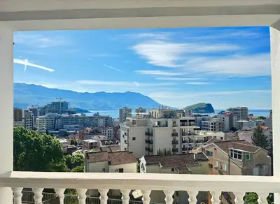 a view of a city from a balcony at The View Apartment in Budva