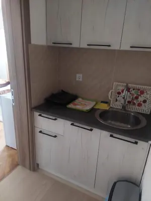 a small kitchen with a sink and a counter at Goran in Budva