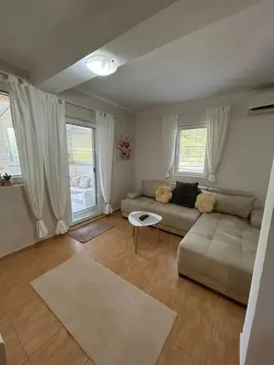 a living room with a couch and a table at Apartment Elena in Prijevor