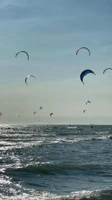 a group of kites flying over the ocean at Apartman Nina in Donji Štoj