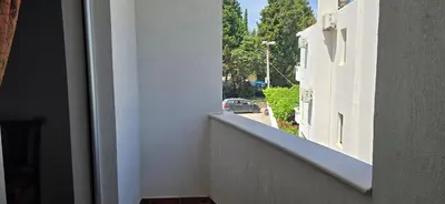 a stairway with a view of a street at Hotel Porto Otrant in Ulcinj