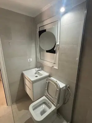 a bathroom with a toilet and a sink and a mirror at studio Oliva home in Utjeha