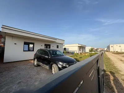 a car parked on a fence in front of a house at Luxury Villa Ulcinj Štoj in Donji Štoj