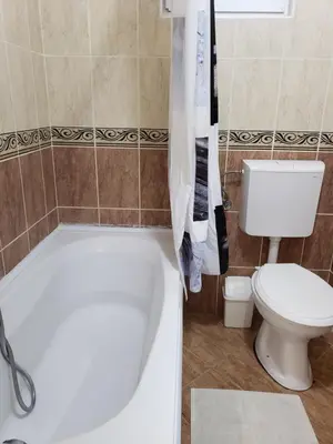 a bathroom with a white tub and a toilet at Отдых с комфортом и близко к морю in Bar, Susanj