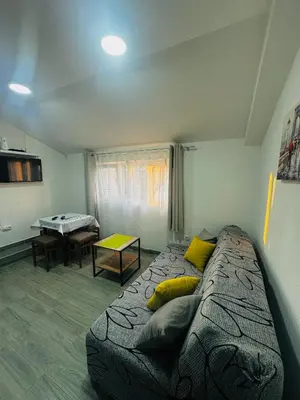 a living room with a bed and a table at Uros Apartments in Tivat