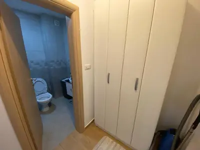 a small bathroom with a toilet in a room at Apartman Podgorica in Podgorica