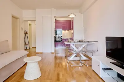 a living room with a couch and a table at Vista Mare Apartments in Budva