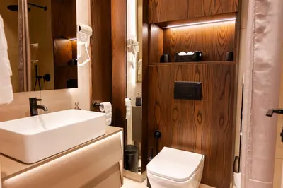 a bathroom with a sink and a toilet at Apartman Katica in Becici