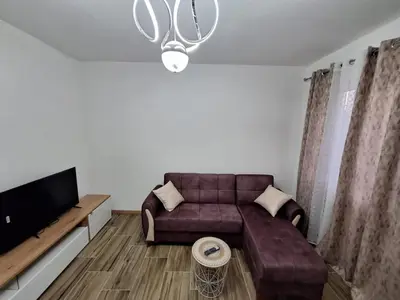 a living room with a couch and a tv at Dejana Apartments in Kotor