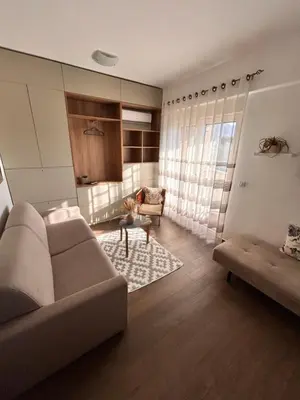 a living room with a couch and a chair at Boljevic Apartments in Becici