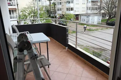 a camera on a balcony with a view of a street at Apartment Lux in Bar