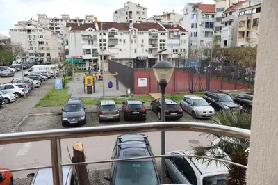a view of a parking lot with cars parked at Apartment Lux in Bar