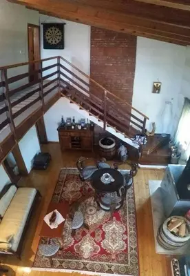 an overhead view of a living room with a staircase at Mlatkovina in Gluhi Do