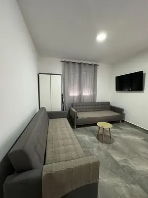 a living room with two couches and a tv at Apartman 2 in Bar, Susanj