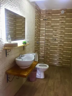 a bathroom with a sink and a toilet at Aparthotel Monterria in Bar
