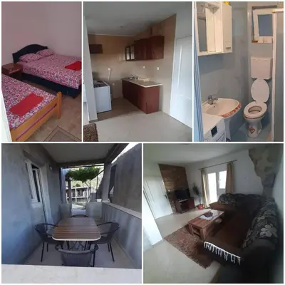 a collage of four pictures of a room at Apartmani Šćekić in Bar