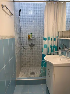 a bathroom with a shower and a sink at Lucky Space 2 Nice&Cozy Studio in Budva
