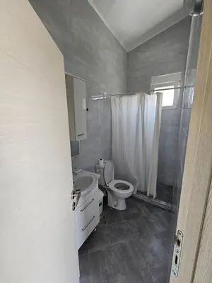 a bathroom with a toilet and a sink and a shower at Apartmani Sutomore welcome in Sutomore