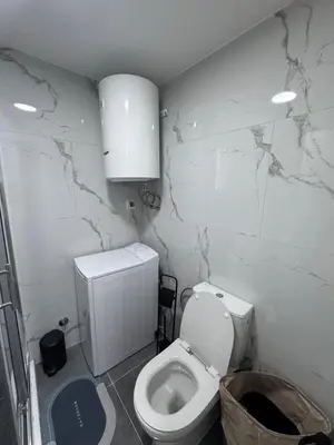 a white bathroom with a toilet and a sink at Rajkovic Stay Bukovik in Bukovik