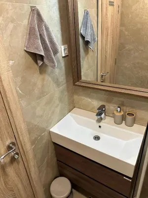 a bathroom with a white sink and a mirror at DD apartment in Budva