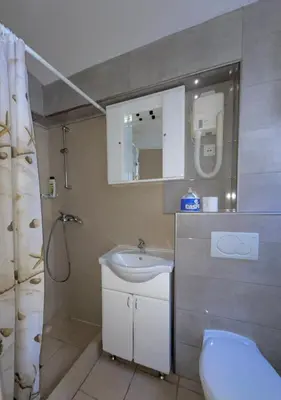 a bathroom with a sink and a toilet and a shower at sar 3 in Kotor