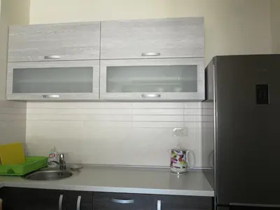 a kitchen with a sink and a refrigerator at Apartment Verdan in Bar