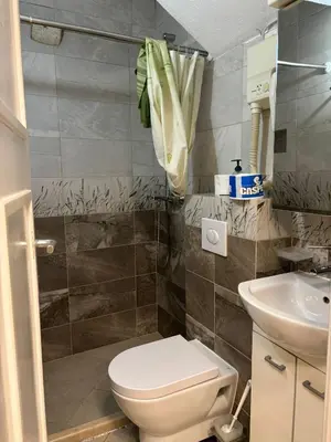 a small bathroom with a toilet and a sink at sar 1 balcony in Kotor