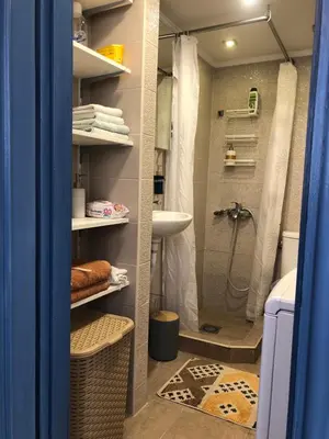 a bathroom with a shower and a sink at Lucky Space 1 Nice&Cosy Studio in Budva