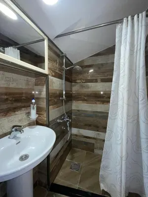 a bathroom with a sink and a shower at sar 6 in Kotor