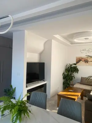 a living room with a couch and a television at Apartmani Hasanovic in Bar
