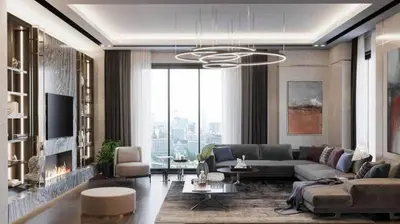 a living room with a couch and a table at Aurora suit in Podgorica