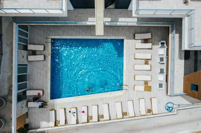 an overhead view of a swimming pool at Lotos - stan 310 in Dobra Voda