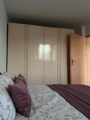 a bedroom with a bed and some closets at Apartman M5 in Cetinje