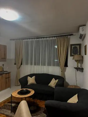a living room with a couch and a table at Apartman M5 in Cetinje