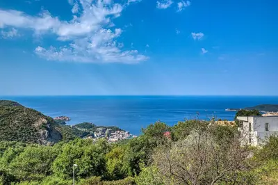 a view of the ocean from a hill at Luxury Villa Pjetra