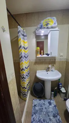 a bathroom with a sink and a toilet and a shower at Apartman braco in Budva