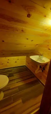 a bathroom with a sink and a toilet at House with pool and seaview in Kuljače