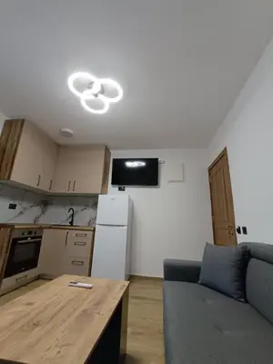 a living room with a couch and a kitchen at ApartmentsMD apartment 3 for real enjoyment in Sutomore