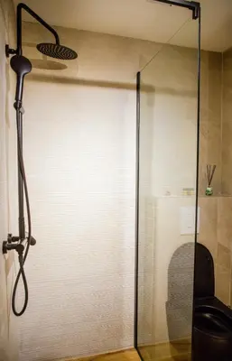 a shower with a glass door in a bathroom at Villa Terra Promessa in Ulcinj