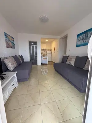 a large living room with two couches at Mila apartman in Budva
