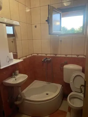 a small bathroom with a toilet and a sink at Apartman Anastasija in Kotor