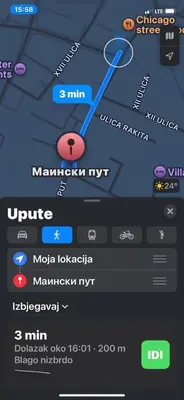a screenshot of a cell phone screen with a map at Georgijevic 2 in Budva