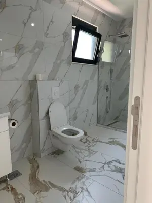 a bathroom with a toilet and a walk in shower at Alfredo in Ulcinj
