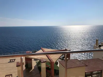a view of the ocean from a balcony at Seaview apartment in Dobra Voda