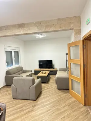 a large living room with couches and a tv at Vila Dusan in Bar