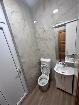 a bathroom with a toilet and a sink at Vila Dusan in Bar