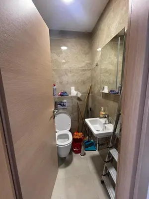 a bathroom with a toilet and a sink at Apartman Zlatni dan - zgrada Idea - Bečići in Becici