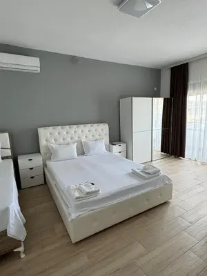 a bedroom with a large white bed in a room at Apartments Paris in Donji Štoj
